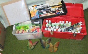 lot 68 image: Fabric dyes, rubber stamps and more as shown