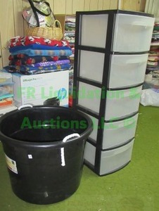 lot 64 image: Rope handle tub and 5 drawer storage bin