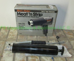 lot 82 image: Black & Decker Heat n strip heat gun & Lumax LX-1100 hand grease gun. both like new never used