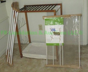 lot 104 image: Towel & clothing drying racks, 3 total, one never used in unopened pack
