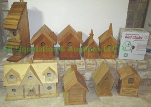 lot 81 image: Wood unfinished bird houses, 10 total