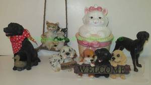 lot 120 image: Assorted ceramic & resin dogs & cats