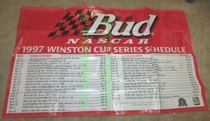 lot 118 image: NASCAR 1997 Winston cup series schedule vinyl banner, 57 x 36