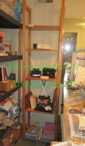 lot 156 image: Solid wood displaystorage shelf, 21 x 12 x 82. Contents not included