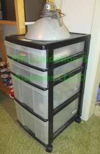 lot 205 image: Assorted tools and plastic storage drawers