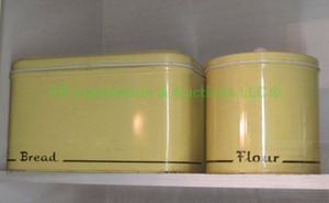 lot 209 image: Retro 1960s Bread and Flour storage tins
