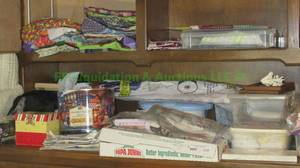 lot 218 image: Assorted decor, fabrics, quilting accessories and more, generous quantity