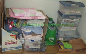 lot 222 image: Assorted sewing and quilting fabrics as shown