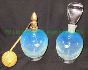 lot 260 image: Vintage Devilbiss made in West Germany colored block crystal perfume bottle set