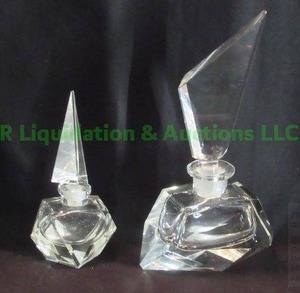 lot 261 image: Vintage mid century Irice Imports Irving W. Rice & Co. made in west Germany block crystal perfume bottle set