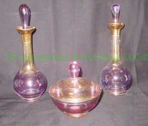 lot 259 image: Vintage mid century Irice Imports Irving W. Rice & Co. made in west Germany perfume bottle set