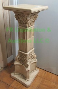 lot 233 image: Ceramic Roman theme plant pedestal, 26 tall