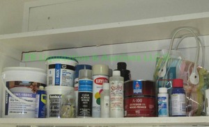lot 301 image: Carpet cleaner, concrete patch, 150 watt floodlight bulbs and more