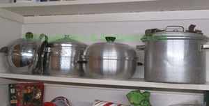 lot 303 image: Mid century aluminum ice and serving buckets with lids plus