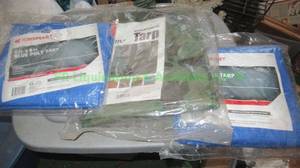 lot 316 image: Poly tarps unused, 6ft x 8ft, 5.5ft x 7.5ft. Three total