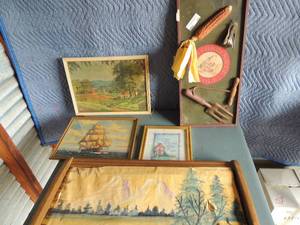 lot 153 image: Wall pics 5x7 . Hay hook, corn, pitch fork and more