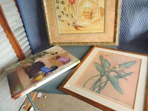 lot 154 image: 4 large wall pictures. 11 x 16 Patroa by Robert wheat   Don Lambre Do Jardin Garden picture x 2 and more