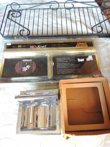 lot 160 image: NIB gallery light in box for art, wall spice shelf and NIB soap and grab bar Dish by hallmack Coronado design wall insert