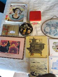 lot 161 image: Decorative tile-Cavernous coast, 1 Decater Baptist College 1897-1965, 1 holland igloo fish & poolar bears and 1992 Christofee Edunda Plate NIB God bless our home wall hanger and more
