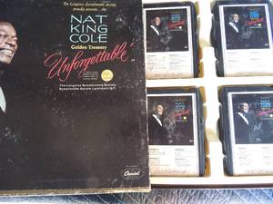 lot 175 image: 2 record sets in box. Nashville Sound set of 6 Country today, country sunshine, Real country favs, Country gentelmen, country heartachesand country variety. Nat King Cole Golden treasure set of 4  8 tracks