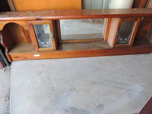lot 107 image: King  Queen headboard with 2 glass door and mirror