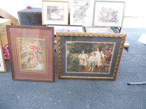 lot 213 image: Floral art light green trim 21 x 17 Saturday evening post 20x 16 september 1939 by norman rockwell you are allways my sister art 17x18, wall art children 27x34, Parrot wall art 30x24, floral art 21 x 18