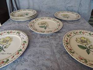 lot 299 image: Botanica Garden Magnolia DINNER Plates, magnolia design x 7