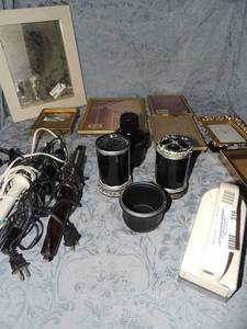 lot 316 image: Misc. lot- Curling irons, curling brushes, lint catcher, photo frames 5x7 and 8x10