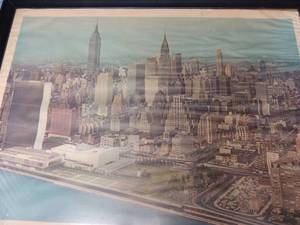 lot 319 image: Art of downtown 32x24 art of old buildings 27 x 16