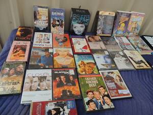 lot 346 image: DVDs- Bette davis collection x 3 , bing crosby, father knows best splendor in the grass, silence of the lamb, hearts, la bbamba The way we were  x 10 VHS samantha princeof tides george bush loony toons etc.