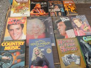 lot 350 image: Music books-dolly parton scrapbook, Elvis book country music x 5 and more