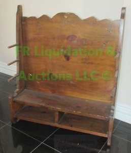 lot 8 image: Knotted pine wood display shelf 26 x 8 x 30