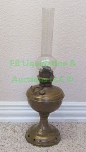 lot 14 image: Vintage brass hurricane lantern