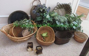 lot 44 image: Artificial plants, baskets and more