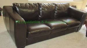 lot 111 image: Bonded leather couch, no tears or cracks. matches lots 109 & 112