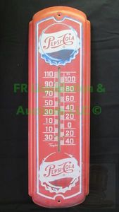 lot 105 image: Pepsi-Cola promotional tin thermometer reproduction, 9 x 27