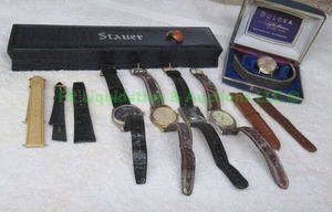 lot 140 image: Bulova mens watch with band and other mens watches and leather bands as shown