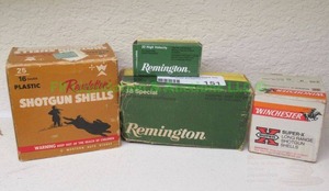 lot 151 image: Ammunition Remington .22 & .38 special, Winchester .410 shotgun & Revelation 16 gauge. All boxes partial full