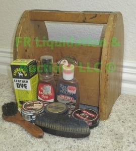 lot 160 image: Shoe shine box with supplies