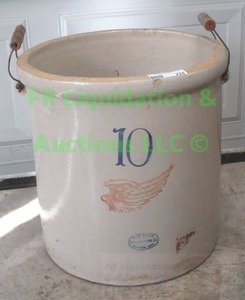 lot 224 image: Unione Stoneware Co. Redwing 10 gallon stoneware crock