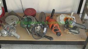 lot 237 image: Hammer drill, Skilsaw, Side grinder and pad sander