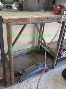 lot 240 image: Custom crafted work bench (34 x 23 x 36) with vise attached