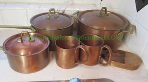 lot 57 image: Paul Revere copper coated pan and cups