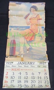 lot 71 image: Genuine 1927 Nehi soda calender (rough condition)