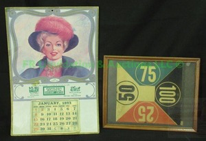 lot 69 image: 1893 reproduction calender and framed gaming board