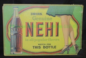 lot 70 image: Genuine Mid century Nehi Soda advertisement placard (cardboard) 21 x 14