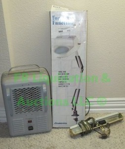 lot 113 image: Form & Function articulating illuminated magnifier, space heater & desk lamp