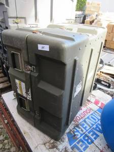 lot 28 image: PELICAN HARDIGG MILITARY HARD PLASTIC CASE WATERPROOF AND AIR TIGHT 30 X 19 X 30 WITH BREATHER VALVE