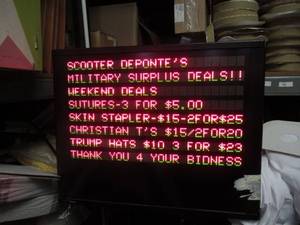 lot 61 image: ADAPTIVE MICRO SYSTEMS DIRECTOR DIGITAL DISPLAY SIGN WITH REMOTE IN 3 VIVID COLORS MODEL# AD024008P02TRI APPROX. 69 TALL WITH 39 DISPLAY SCREEN