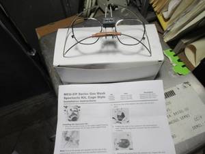 lot 102 image: GAS MASK SPECTACLE KIT, CAGE STYLE MCU-2P 50 COUNT IN UNOPENED BOXES